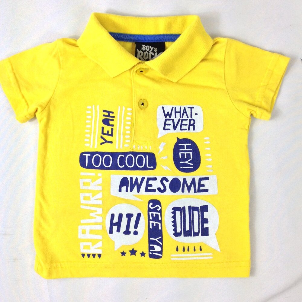 Boys Rock Yellow Short Sleeve Polo Shirt Size 12 M